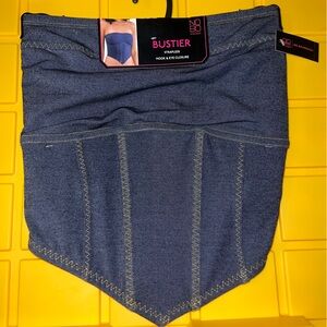No Boundaries Juniors Strapless Dark Denim Blue Bustier